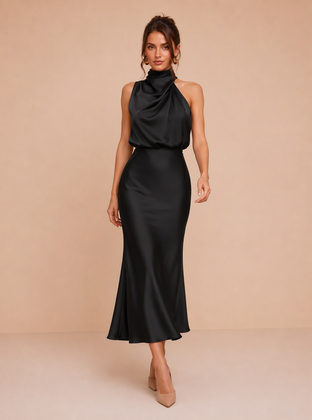 Ismeria™ | Vestido Midi de Satén Drapado
