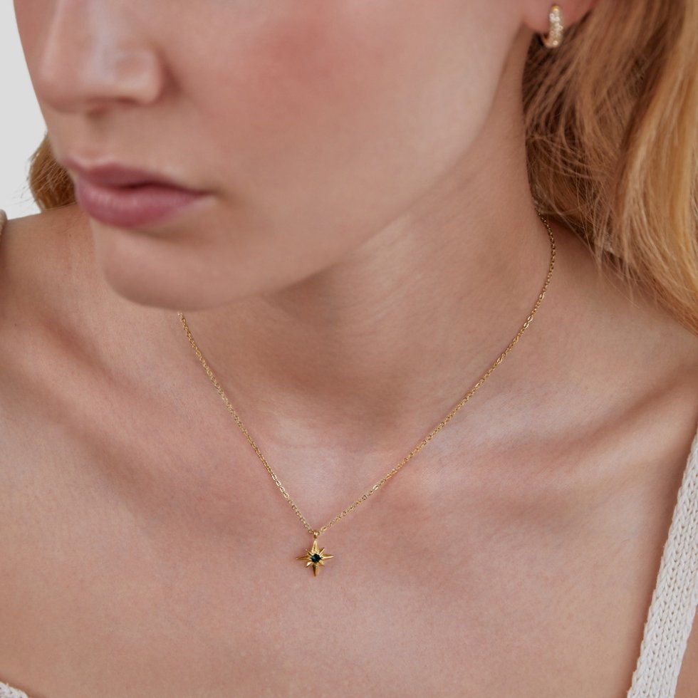 Collar Estrella Guía Cristal Esmeralda