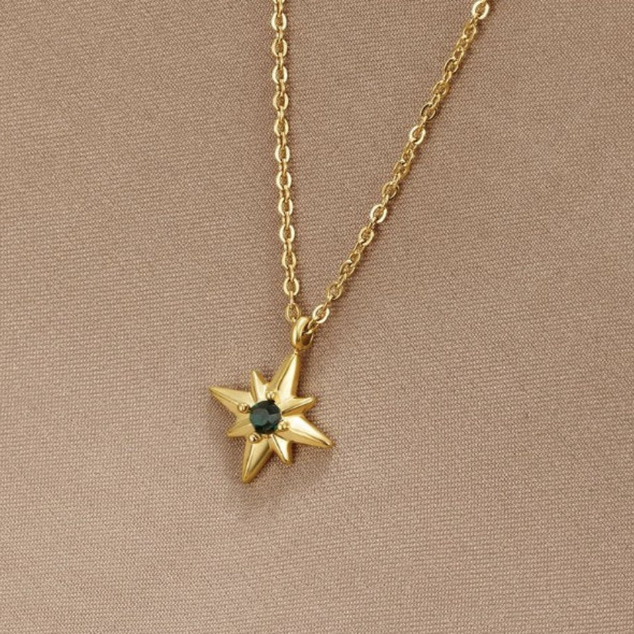 Collar Estrella Guía Cristal Esmeralda