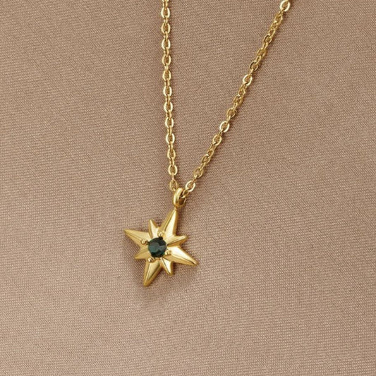 Collar Estrella Guía Cristal Esmeralda