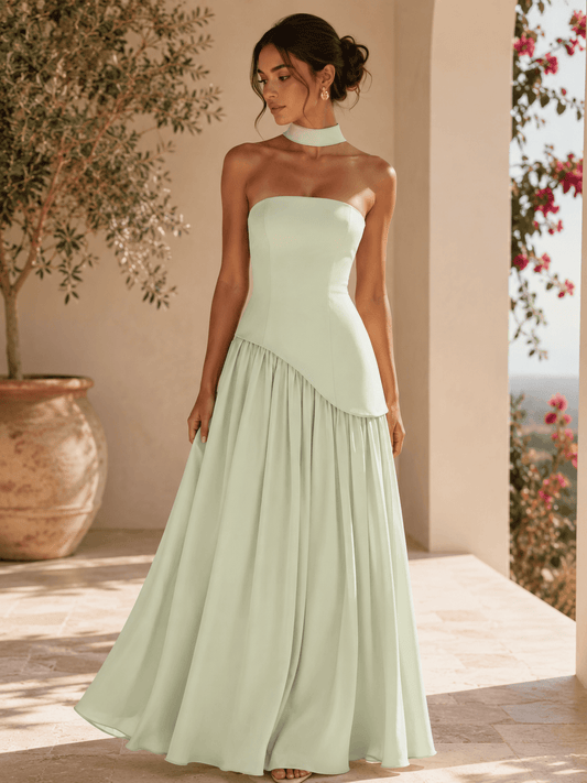 Aurora — Vestido Largo Sin Tirantes con Abertura Alta | VeraLorenti